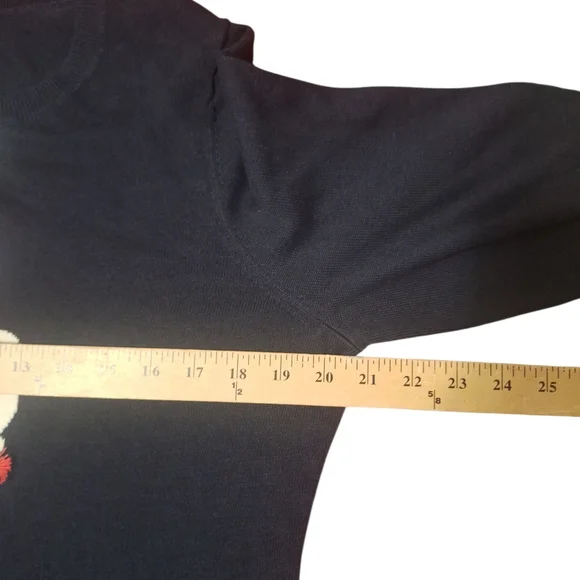 NWT Womens Talbots Dark Navy Blue Llama-Embellished Crewneck Sweater Sz L - Picture 6 of 12